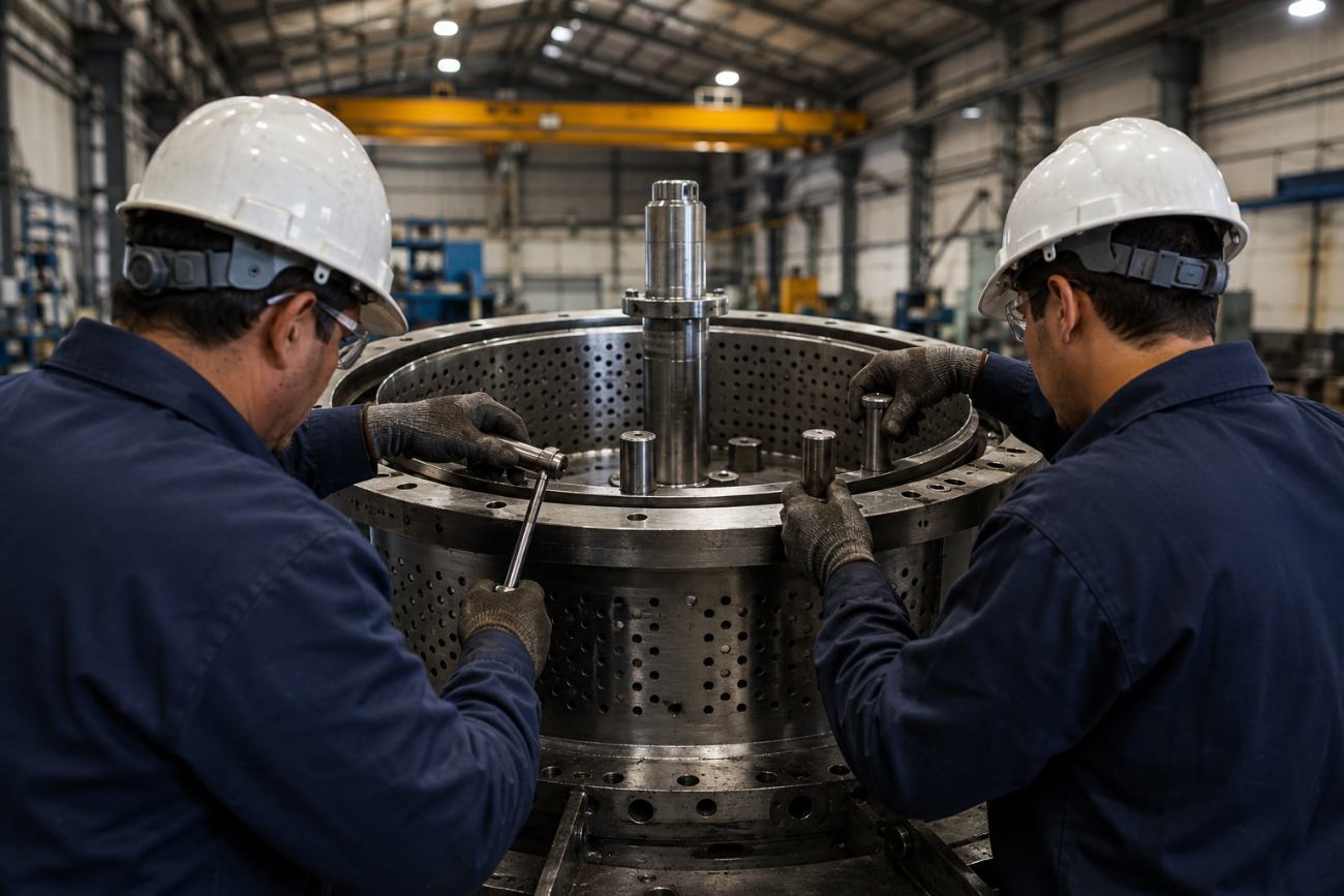 equipe especializada em manutenção de centrífugas